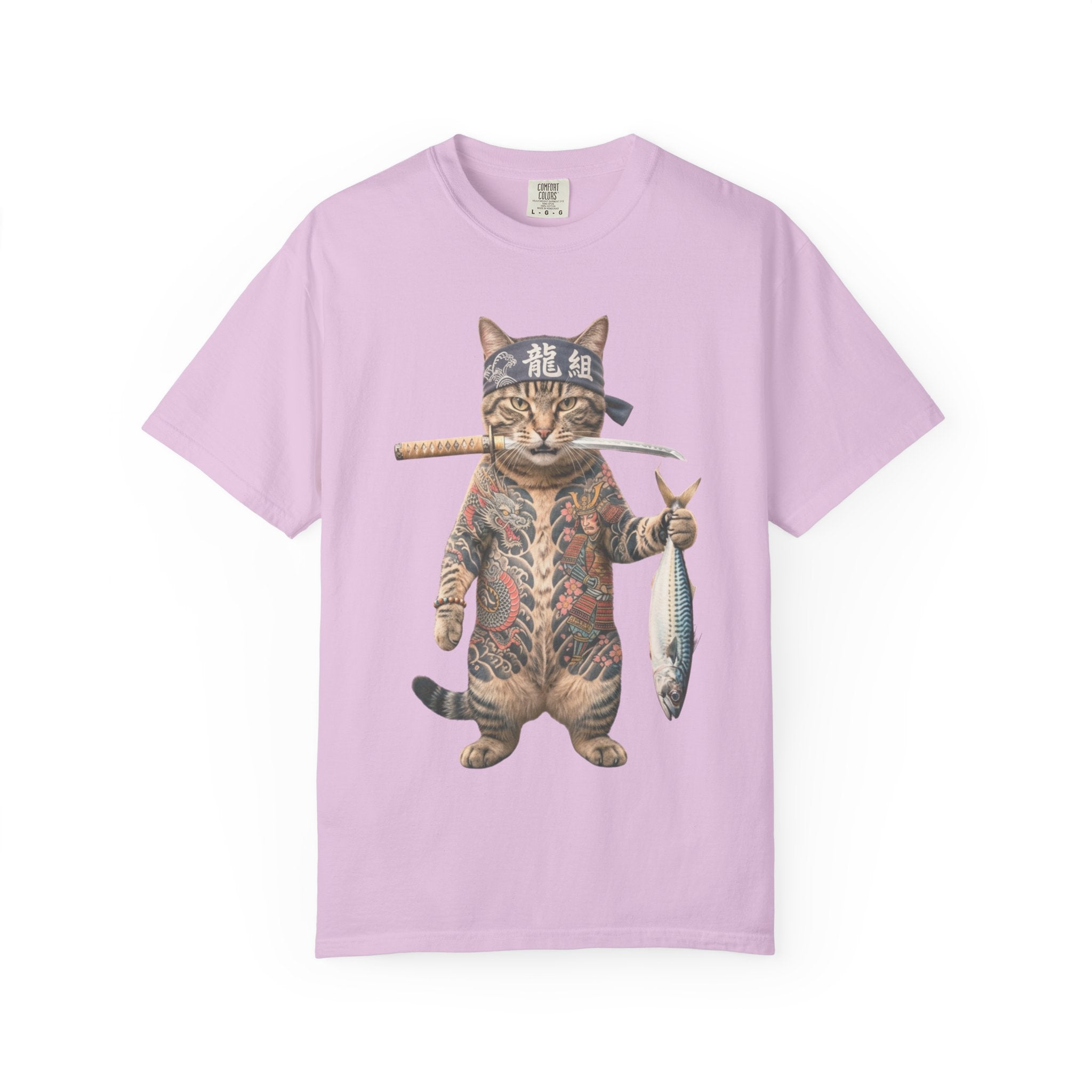 Tattooed Samurai Cat T-Shirt — Ink Tiger Graphic Tee
