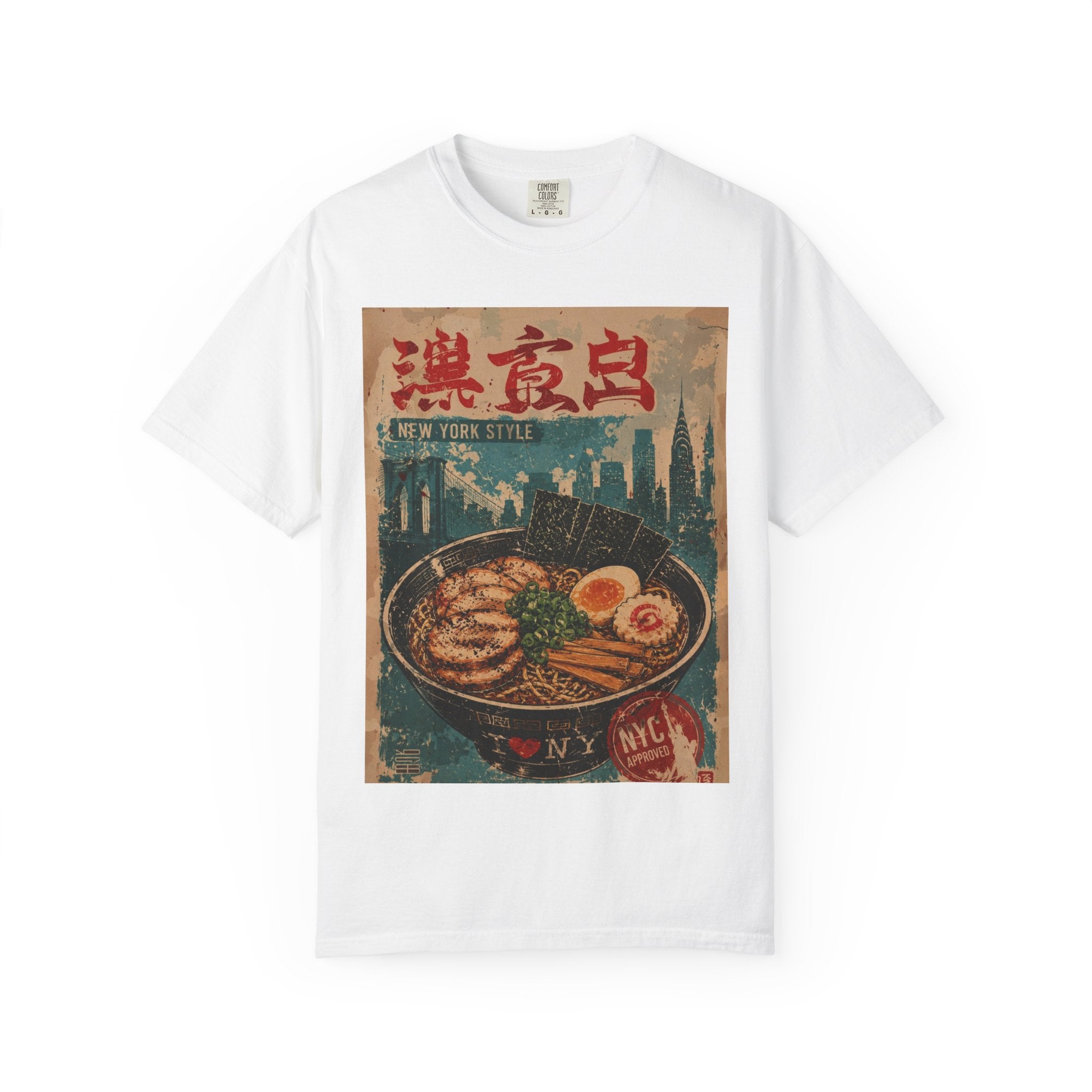 Japanese Block Art Ramen in NYC Vintage Poster T-Shirt