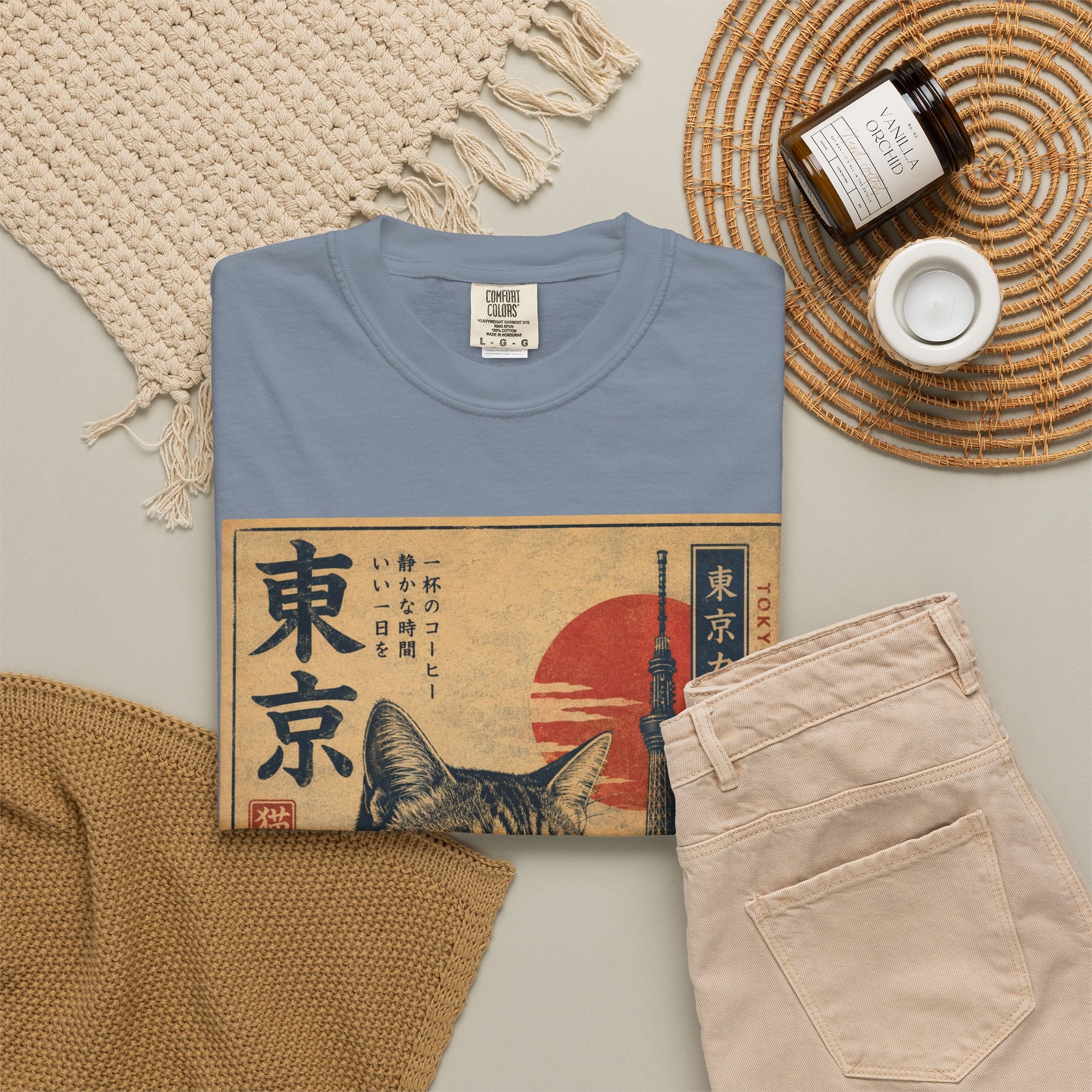 Tokyo Cat Coffee Retro Tee — Cat with Coffee Vintage Japanese Poster T-Shirt