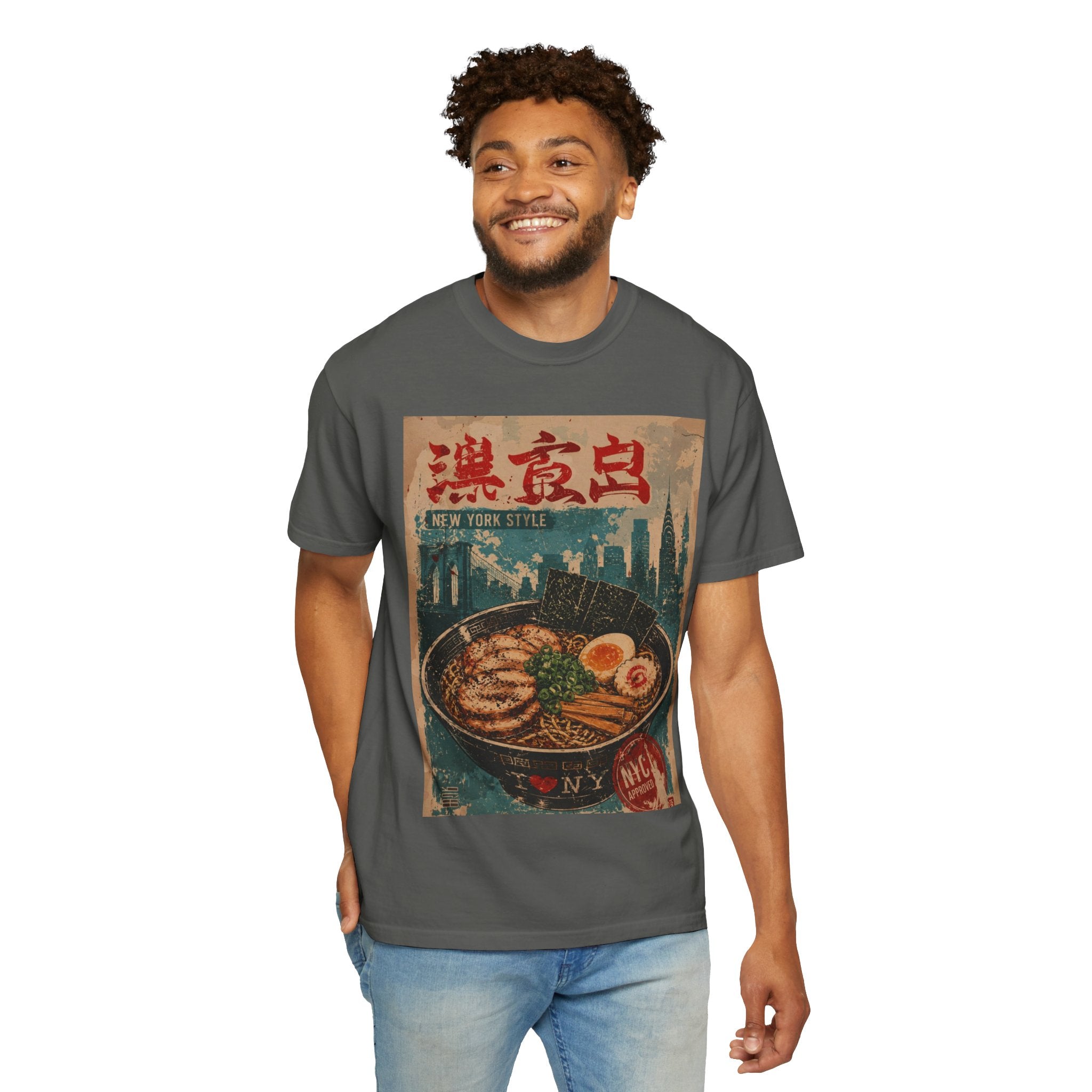 Japanese Block Art Ramen in NYC Vintage Poster T-Shirt