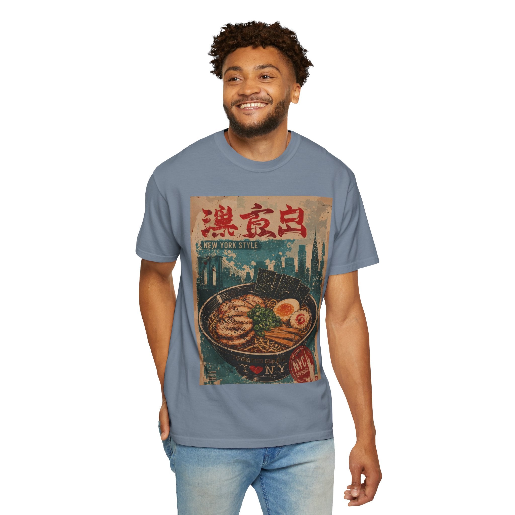 Japanese Block Art Ramen in NYC Vintage Poster T-Shirt