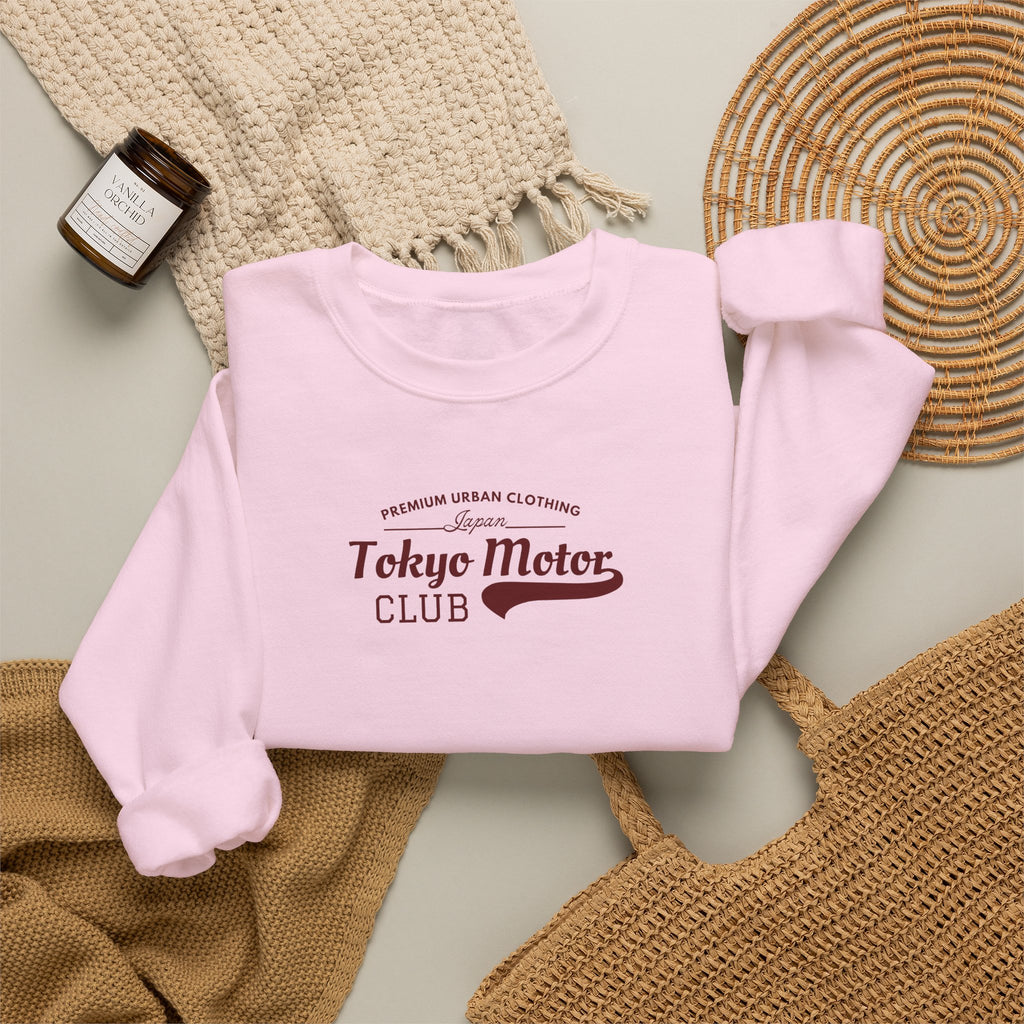 Tokyo Motor Club Crewneck Sweatshirt — Vintage Motorcycle Rider Graphic