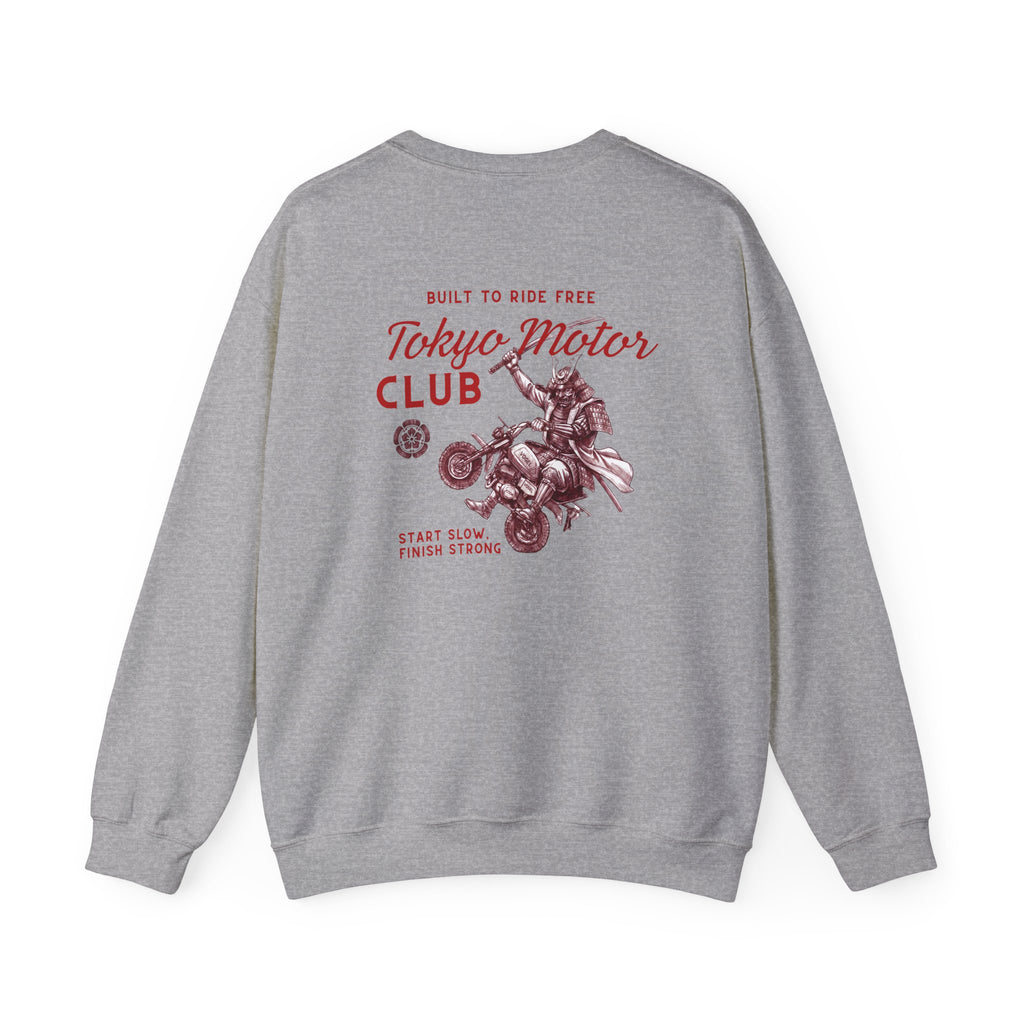 Tokyo Motor Club Crewneck Sweatshirt — Vintage Motorcycle Rider Graphic