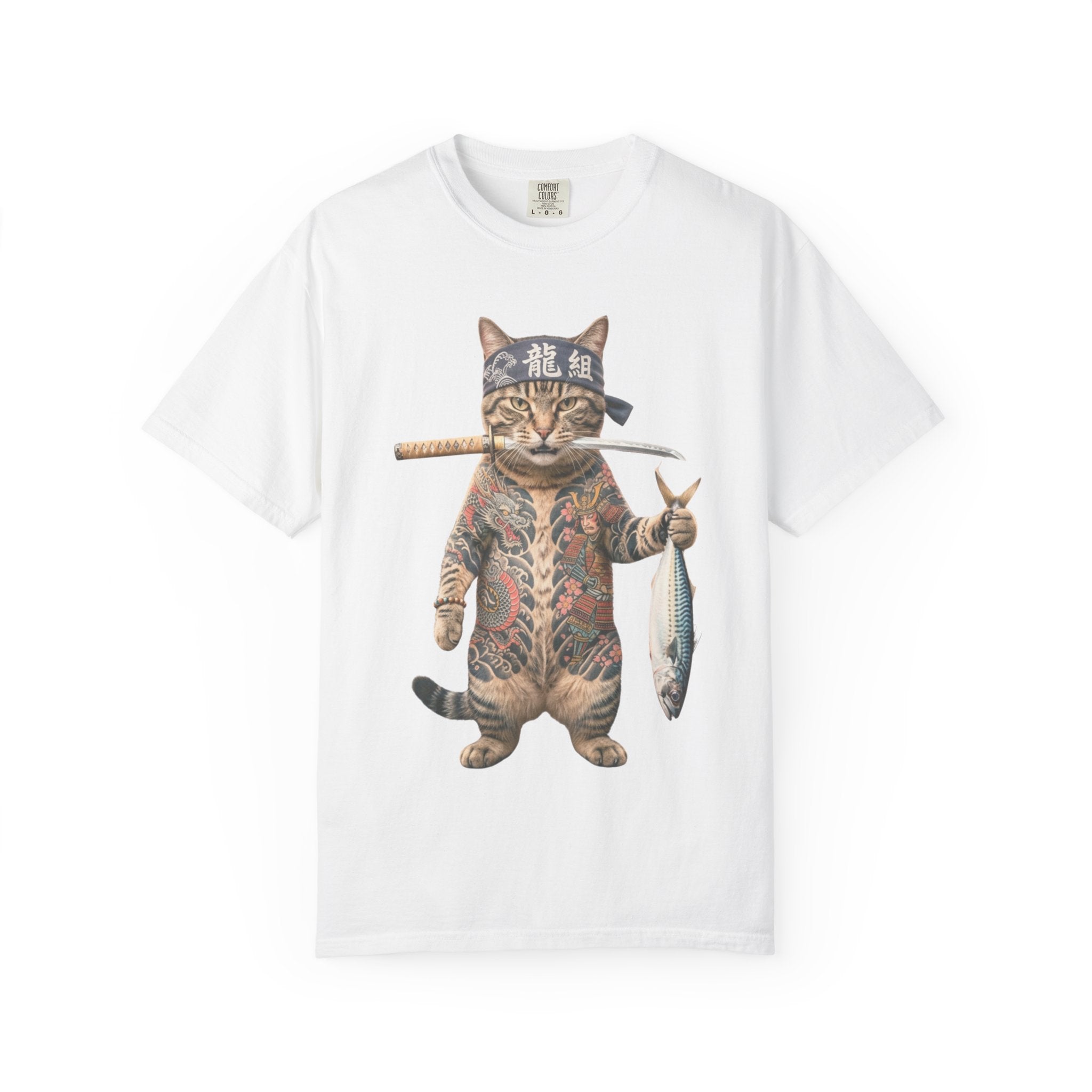 Tattooed Samurai Cat T-Shirt — Ink Tiger Graphic Tee