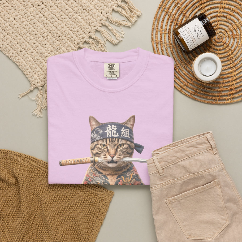 Tattooed Samurai Cat T-Shirt — Ink Tiger Graphic Tee