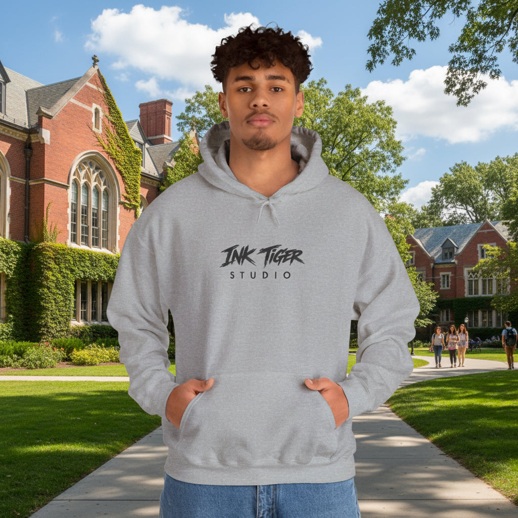 Ink Tiger Studio Hoodie — Tiger Head Graphic Streetwear Sweatshirt