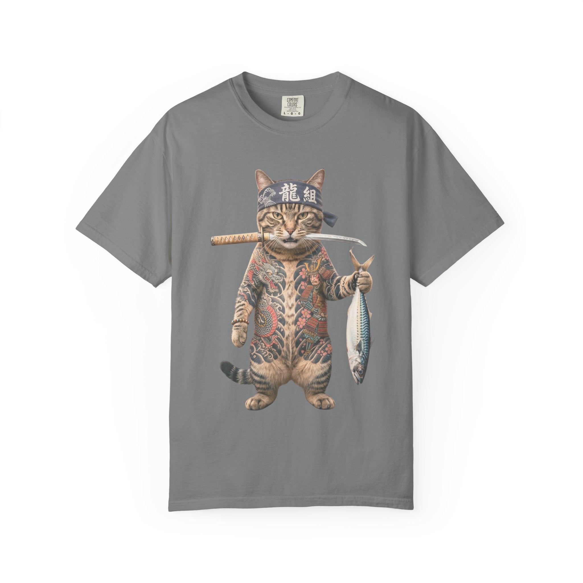 Tattooed Samurai Cat T-Shirt — Ink Tiger Graphic Tee