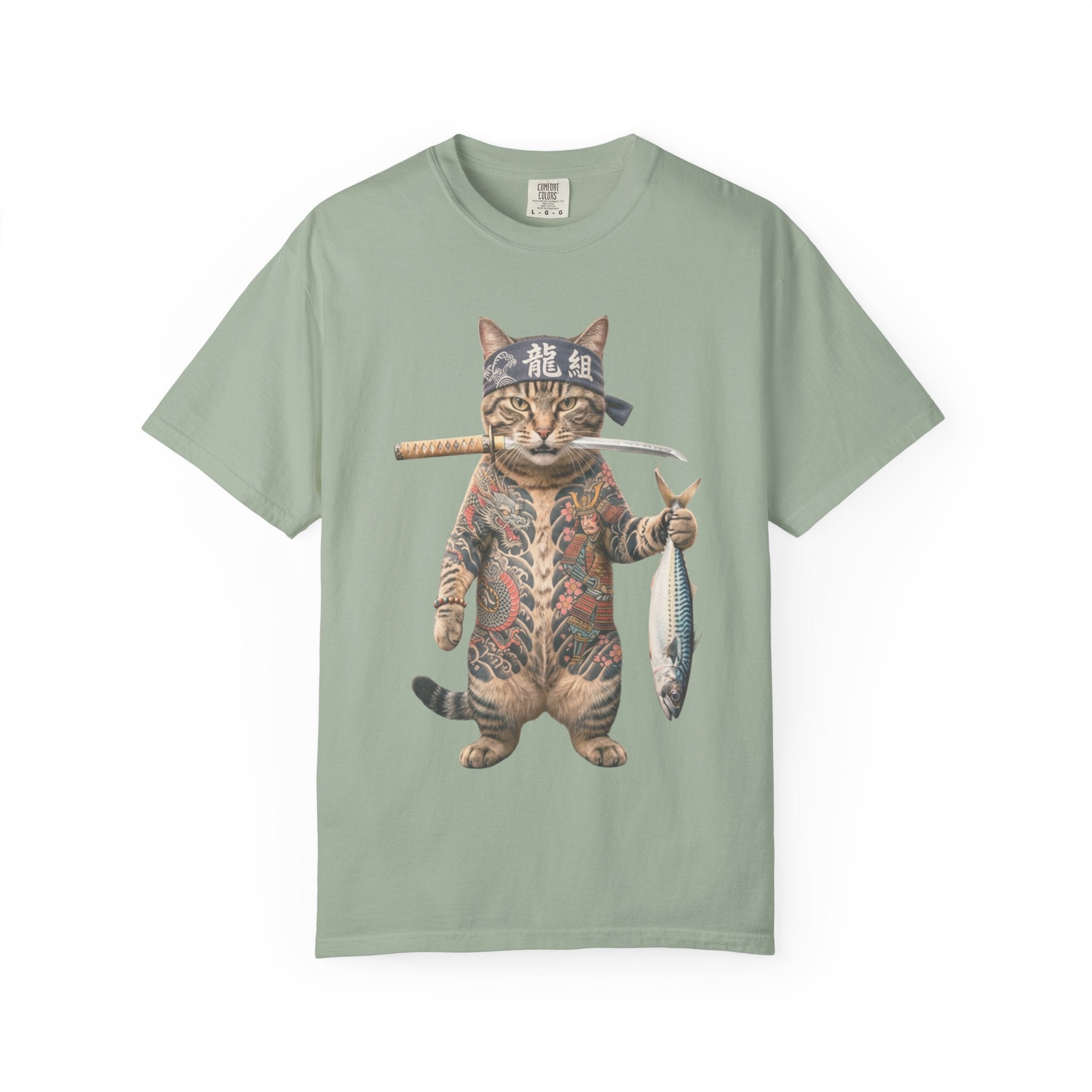 Tattooed Samurai Cat T-Shirt — Ink Tiger Graphic Tee