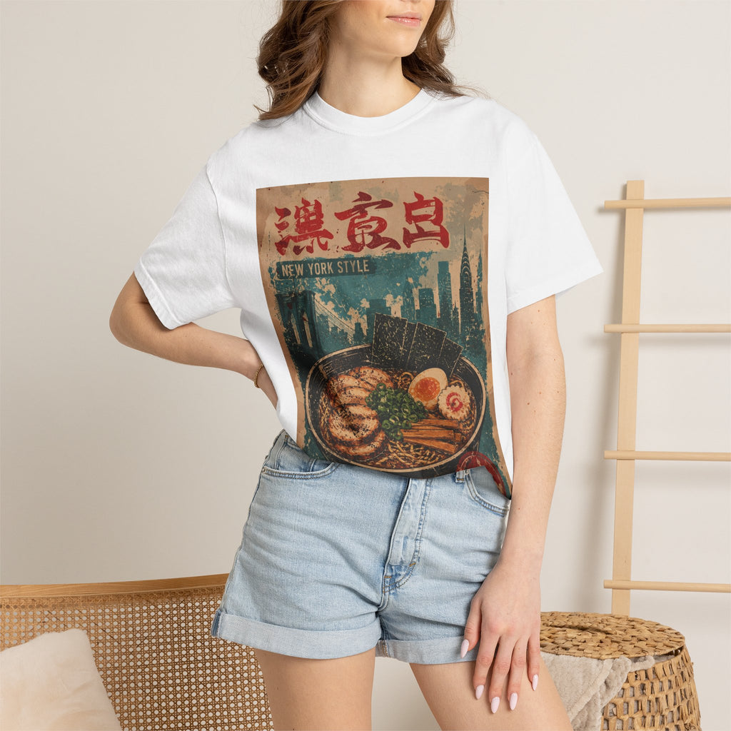 Japanese Block Art Ramen in NYC Vintage Poster T-Shirt
