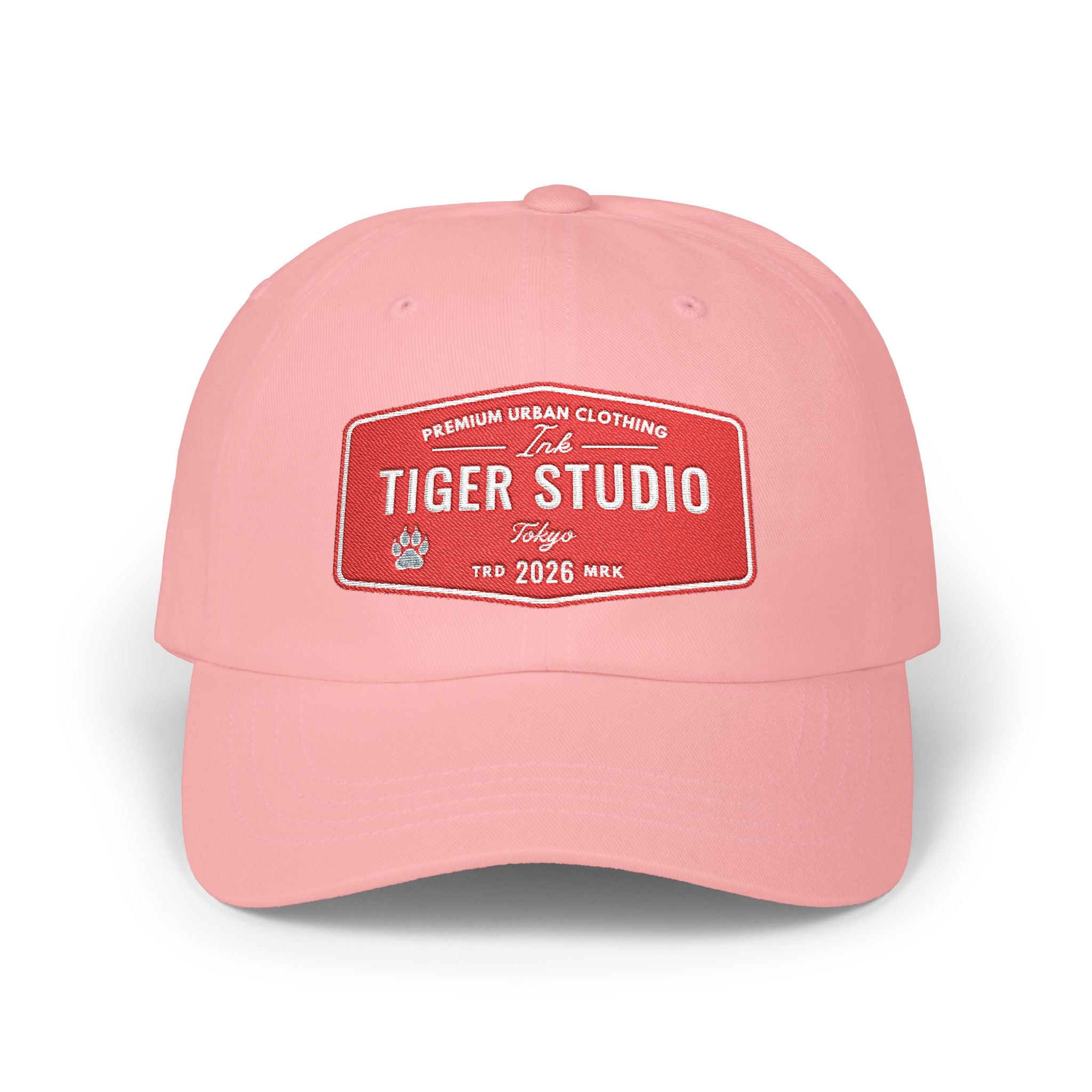 Tiger Studio Vintage Patch Dad Cap — Retro Red Logo Baseball Hat