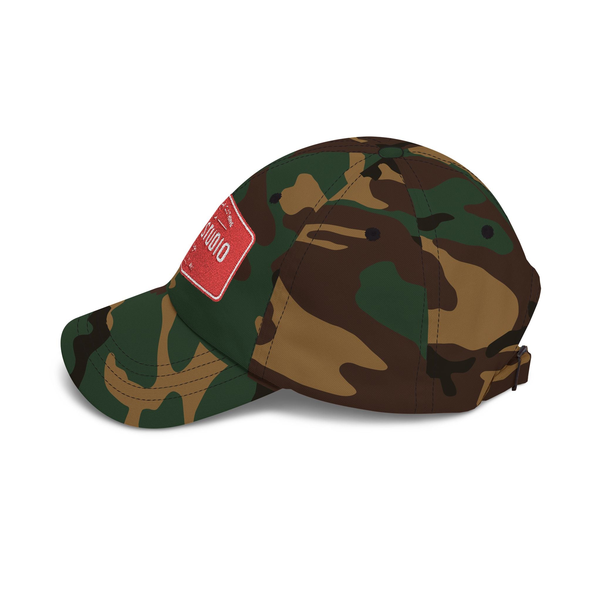Tiger Studio Vintage Patch Dad Cap — Retro Red Logo Baseball Hat