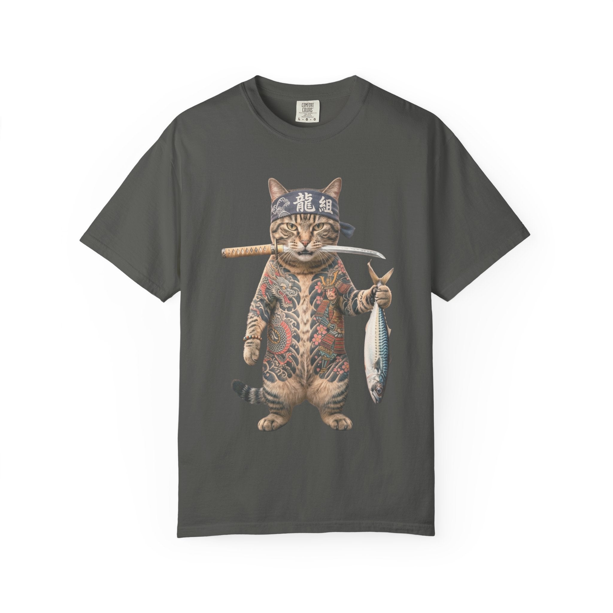 Tattooed Samurai Cat T-Shirt — Ink Tiger Graphic Tee