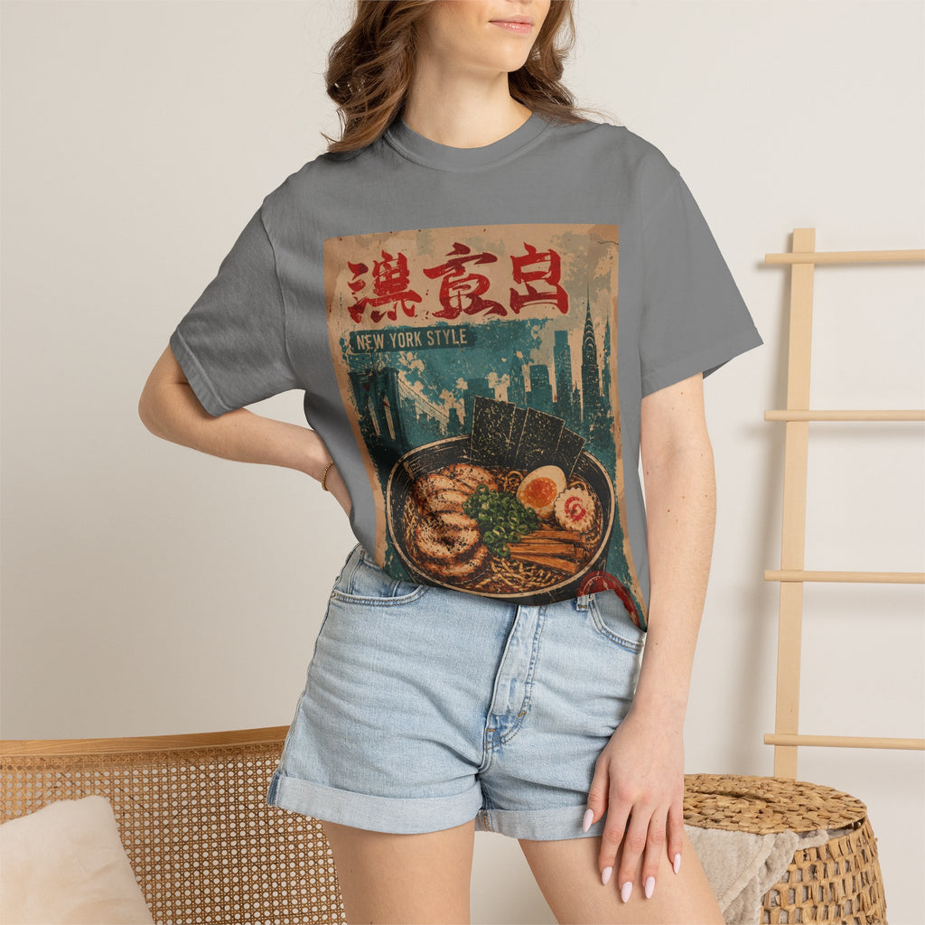 Japanese Block Art Ramen in NYC Vintage Poster T-Shirt