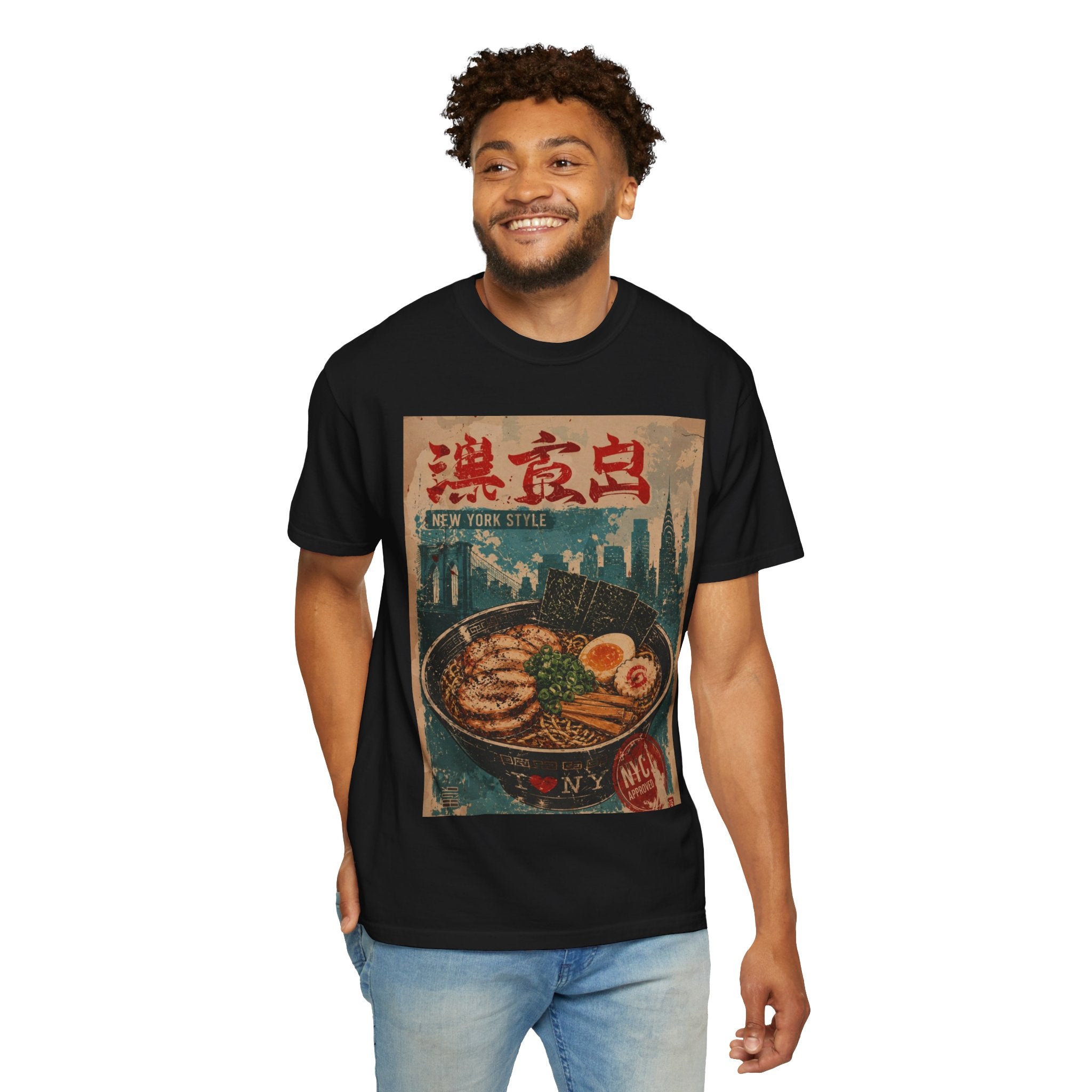 Japanese Block Art Ramen in NYC Vintage Poster T-Shirt