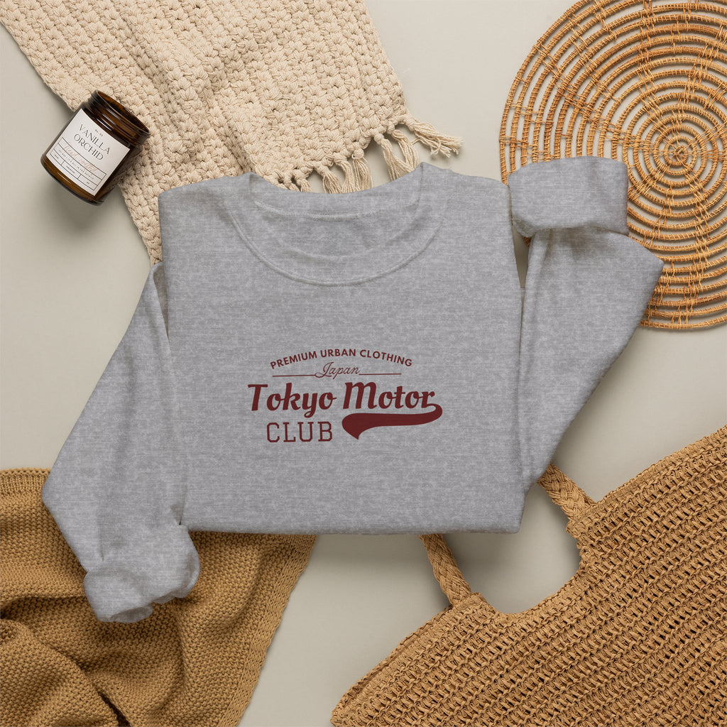 Tokyo Motor Club Crewneck Sweatshirt — Vintage Motorcycle Rider Graphic