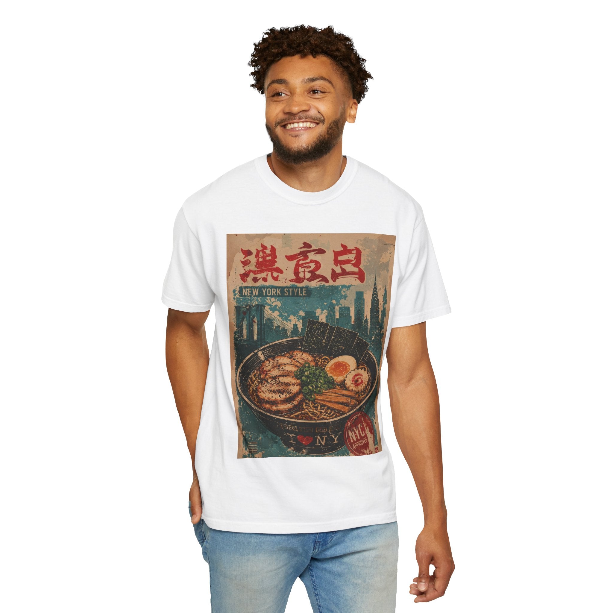 Japanese Block Art Ramen in NYC Vintage Poster T-Shirt