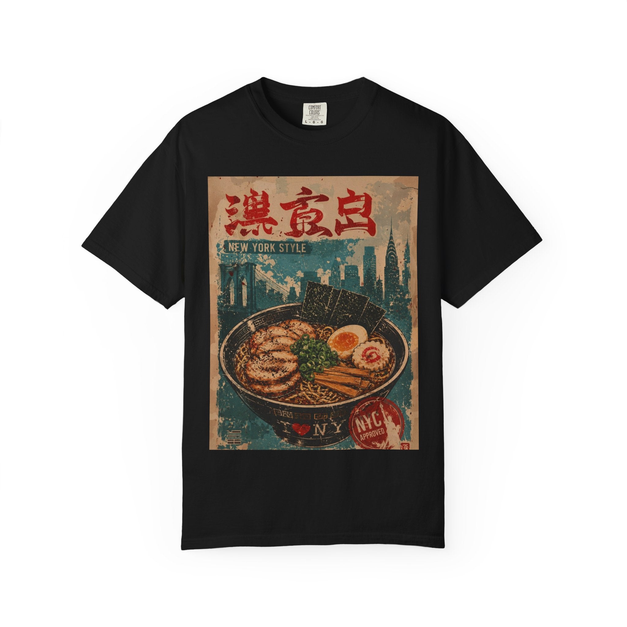 Japanese Block Art Ramen in NYC Vintage Poster T-Shirt