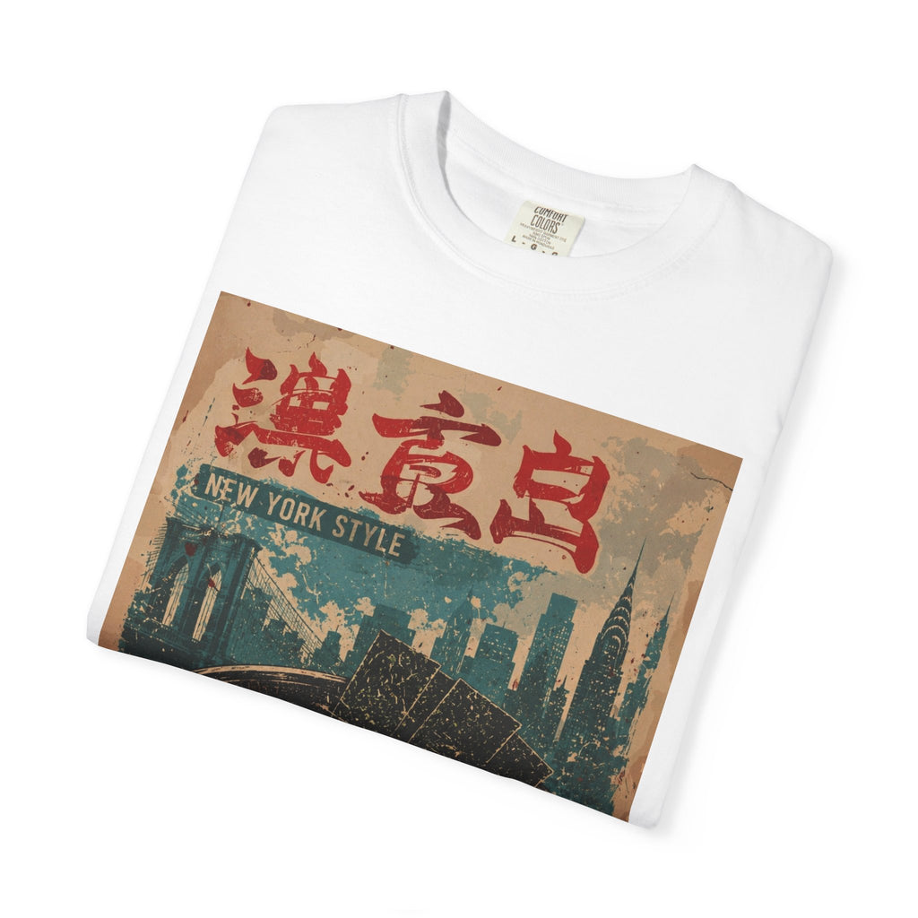 Japanese Block Art Ramen in NYC Vintage Poster T-Shirt