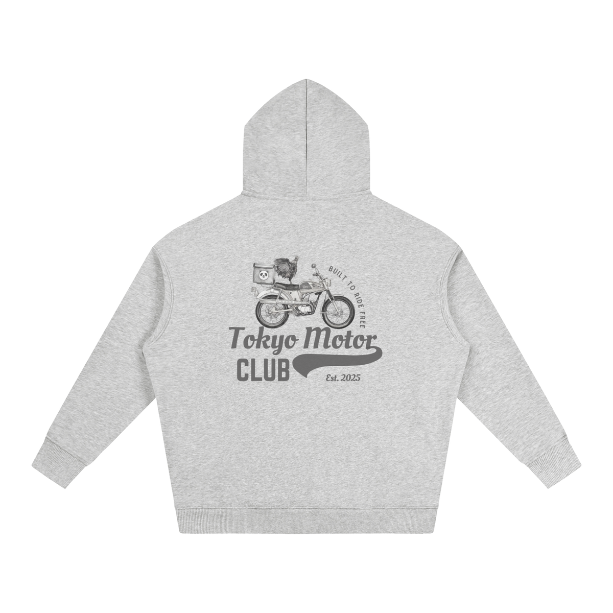 Vintage Delivery Bike Black-White Oversize Fleeced Hoodie